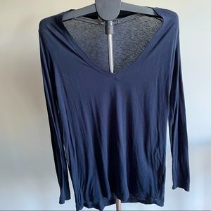 James Perse Navy V-neck Long Sleeve